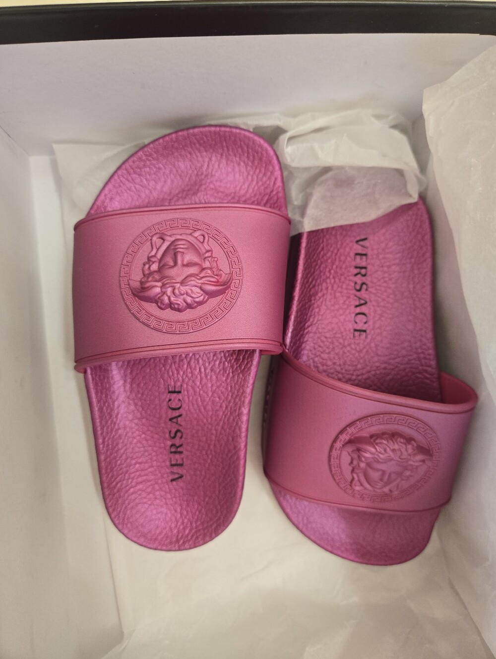 Versace Hot Pink Medusa Slide Sandals